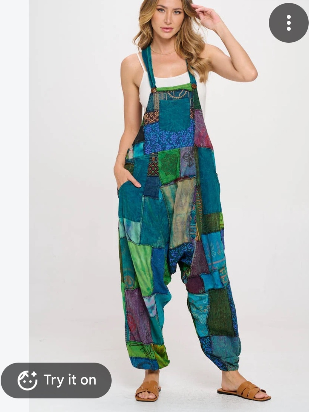 Kathmandu Patchwork Overalls in Teal, Blue & Green
